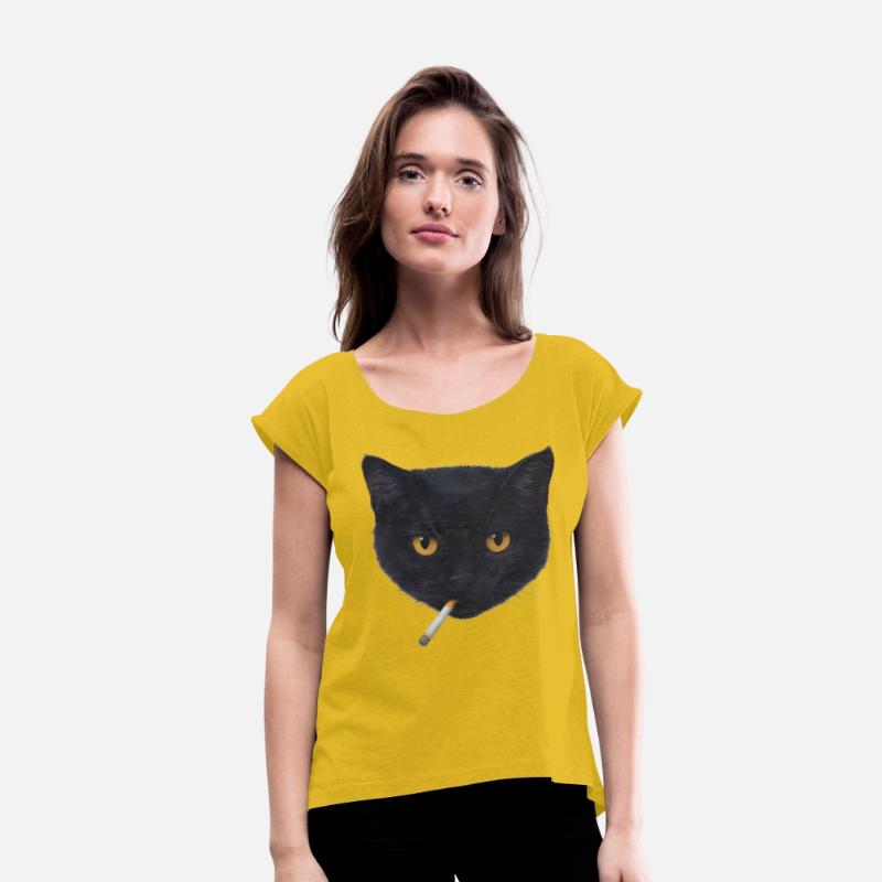 Black Cat Head with Cigarette Illustration