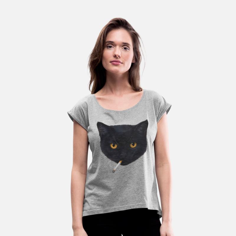 Black Cat Head with Cigarette Illustration