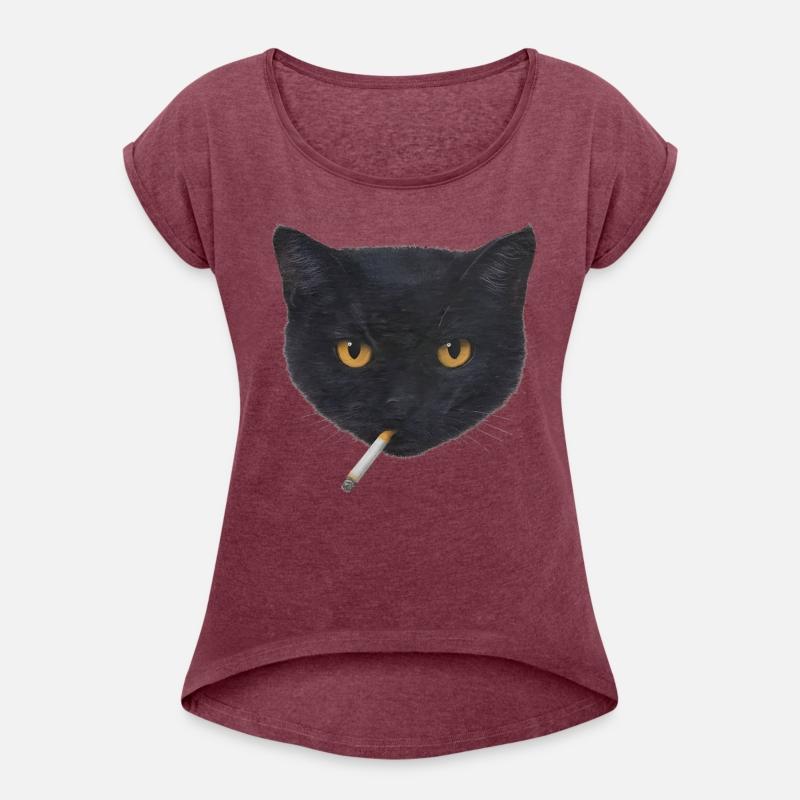 Black Cat Head with Cigarette Illustration