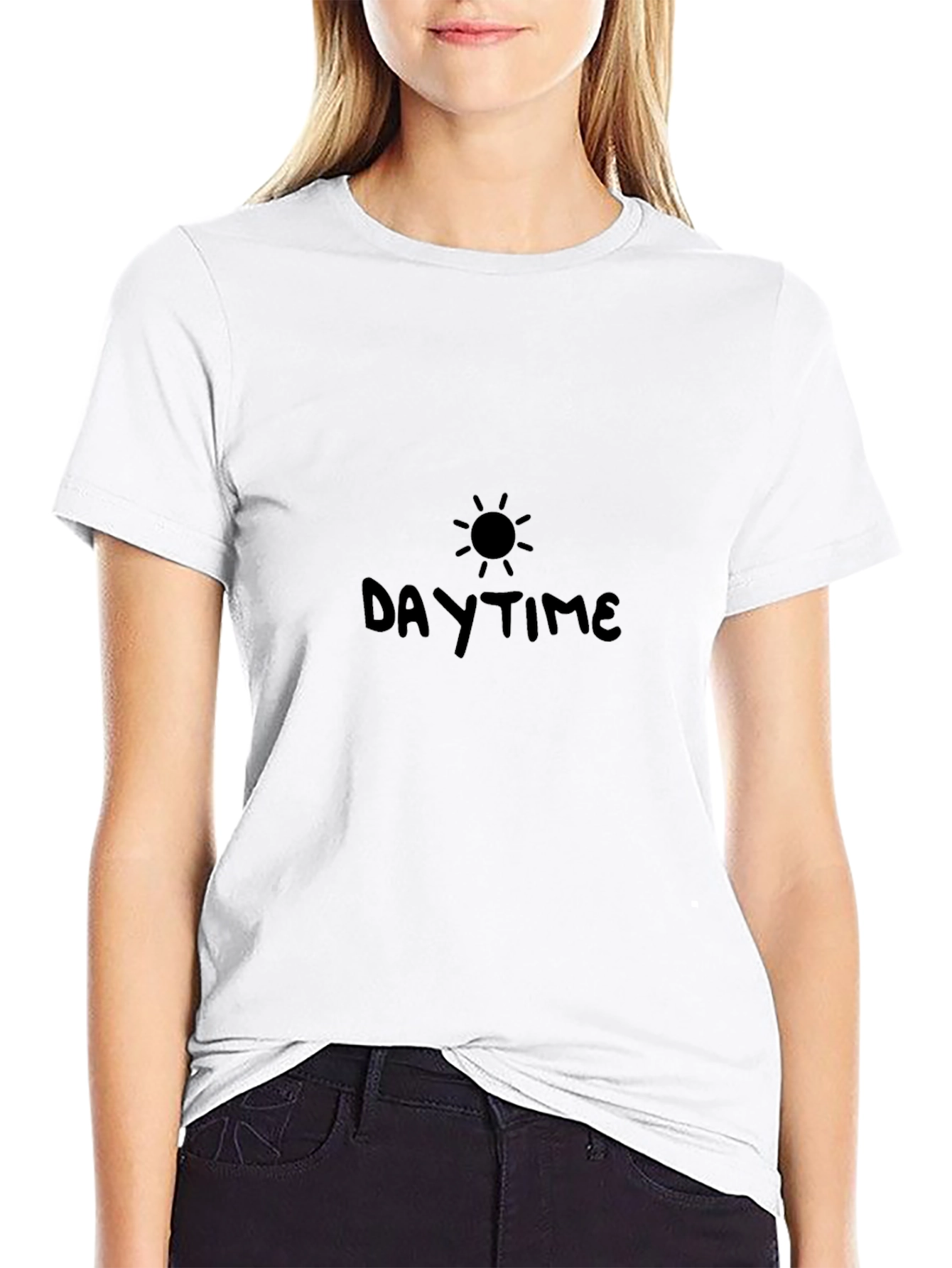 Daytime Sun Graphic Tee - Soft Black Cotton