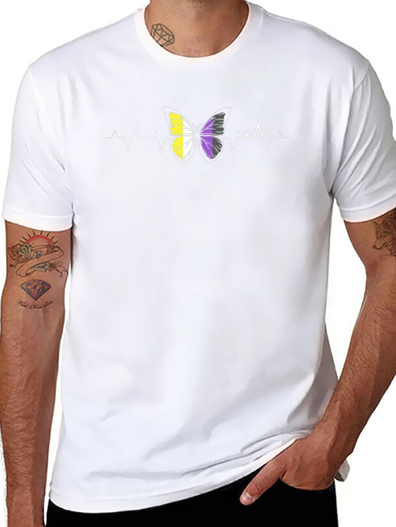 Nonbinary Butterfly Heartbeat T-Shirt