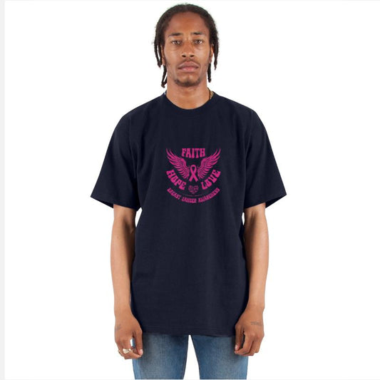 Breast Cancer Faith Hope Love Wings Awareness Retr
