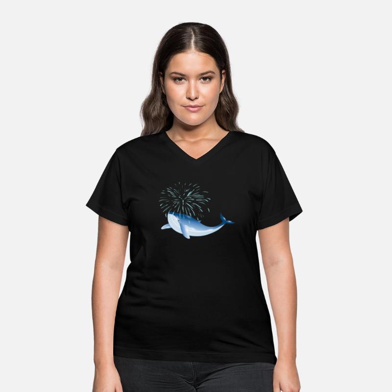 bright blue whale fish in the ocean with fountain