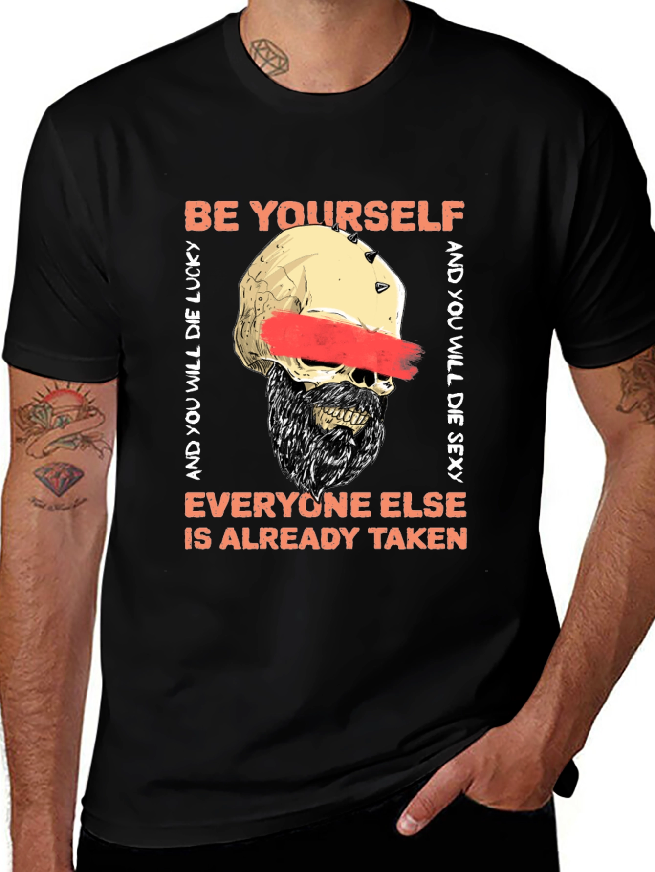 Be Yourself Skeleton Graphic Tee - Unisex Black T-Shirt