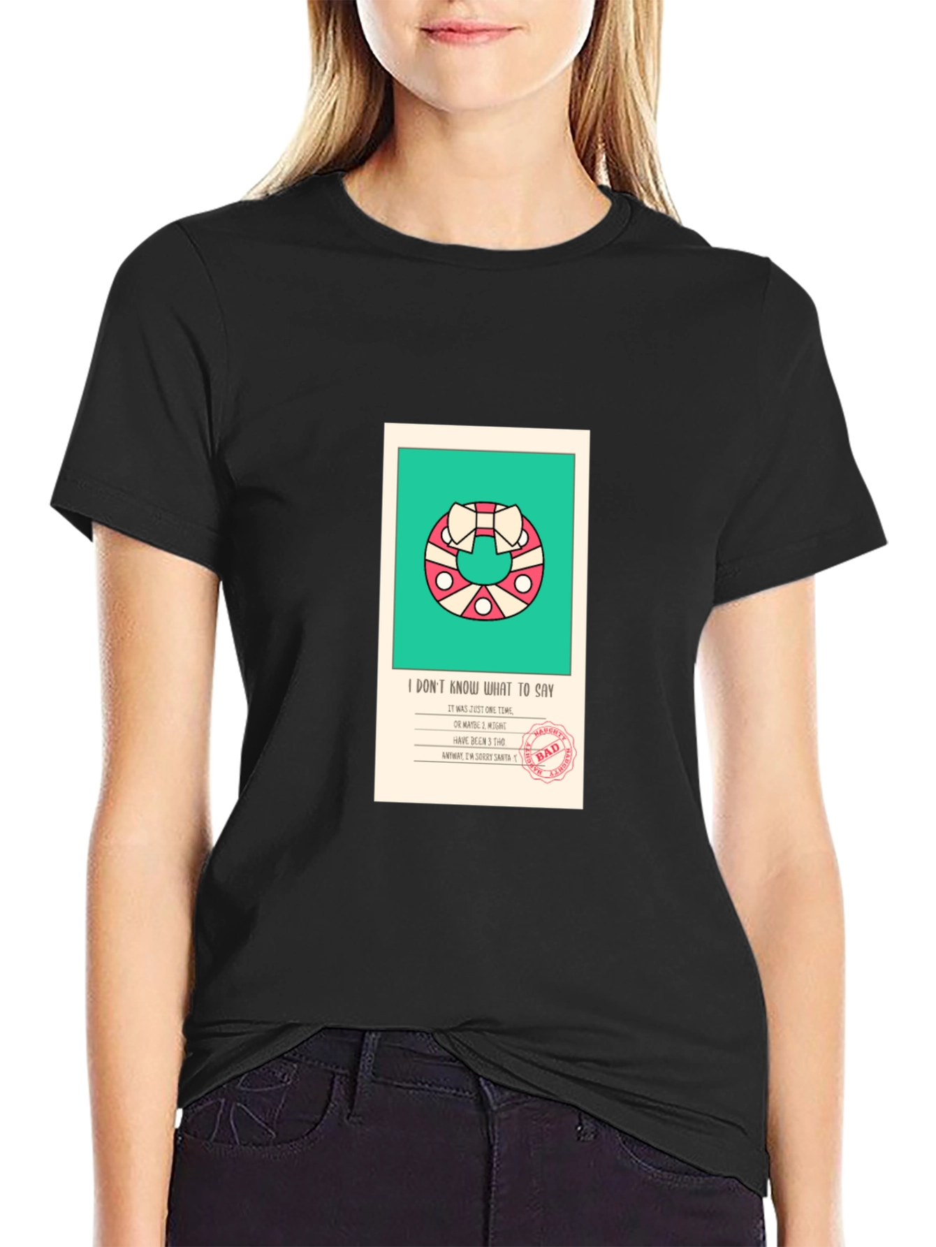 Funny Santa List Black T-Shirt