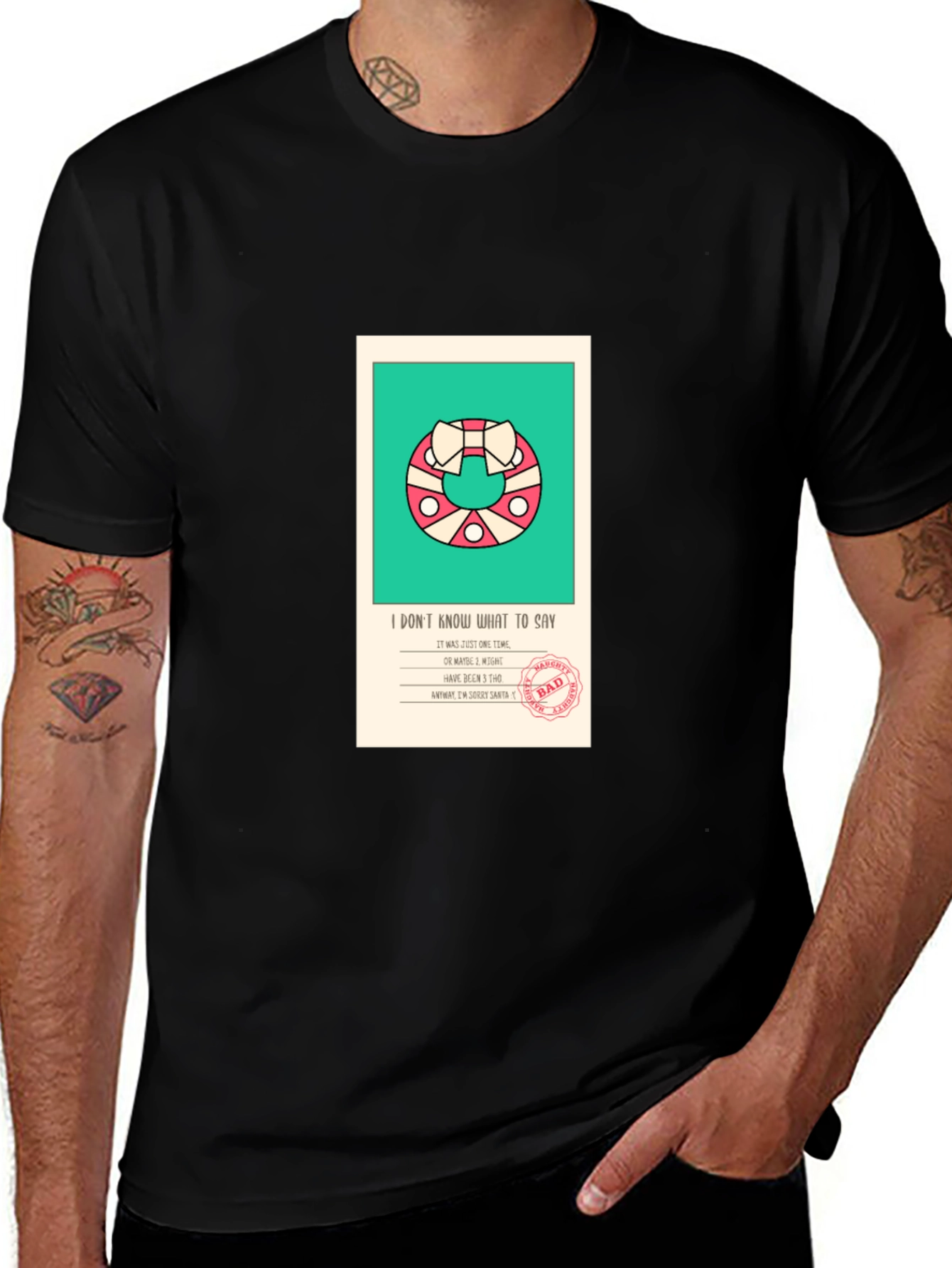 Funny Santa List Black T-Shirt