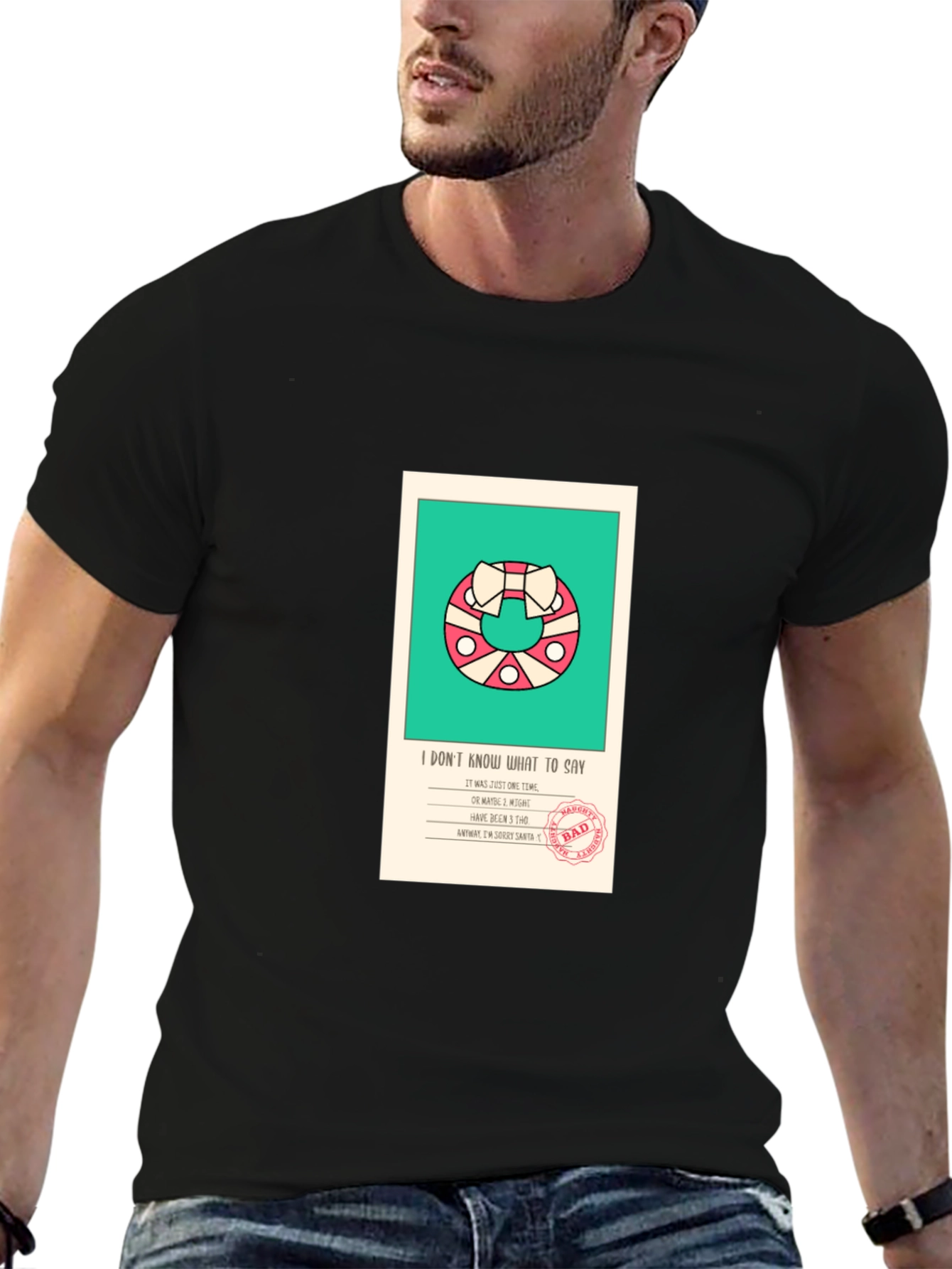 Funny Santa List Black T-Shirt