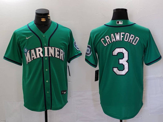 Men's Seattle Mariners JP Crawford #3 Aqua Replica Player Jerseys