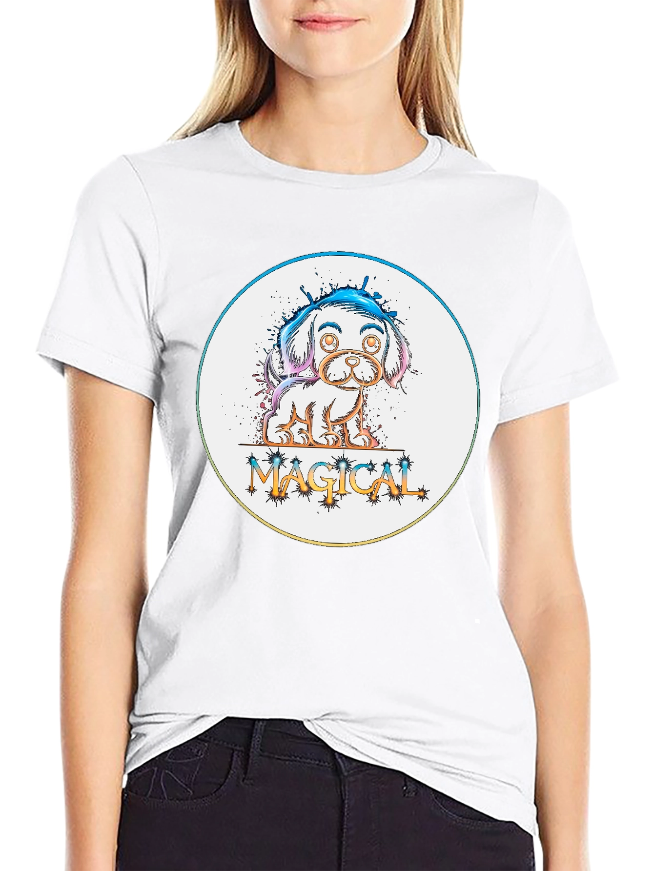 Magical Puppy Graphic Tee - Cute Dog Lover T-Shirt