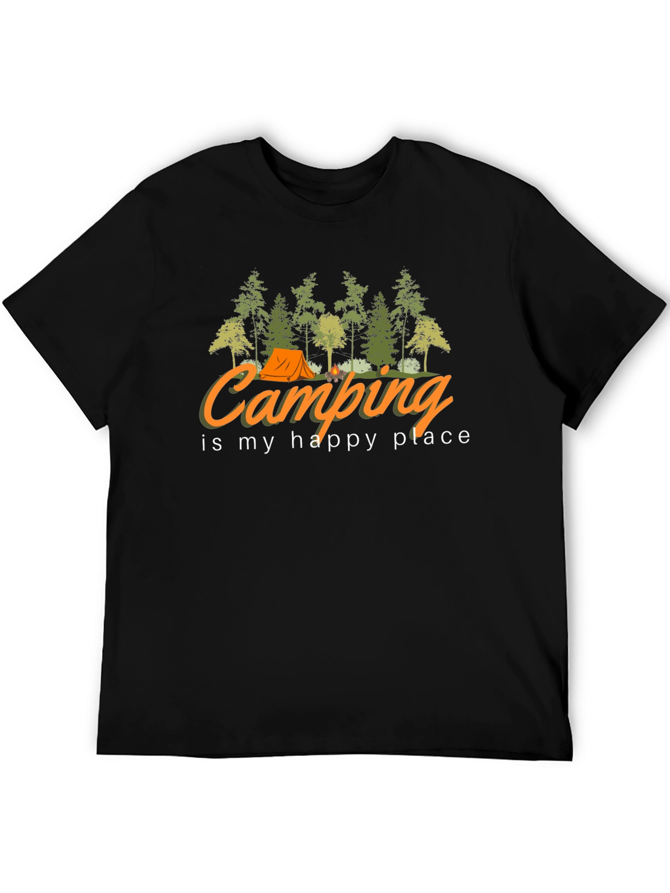 Camping is My Happy Place Black T-Shirt