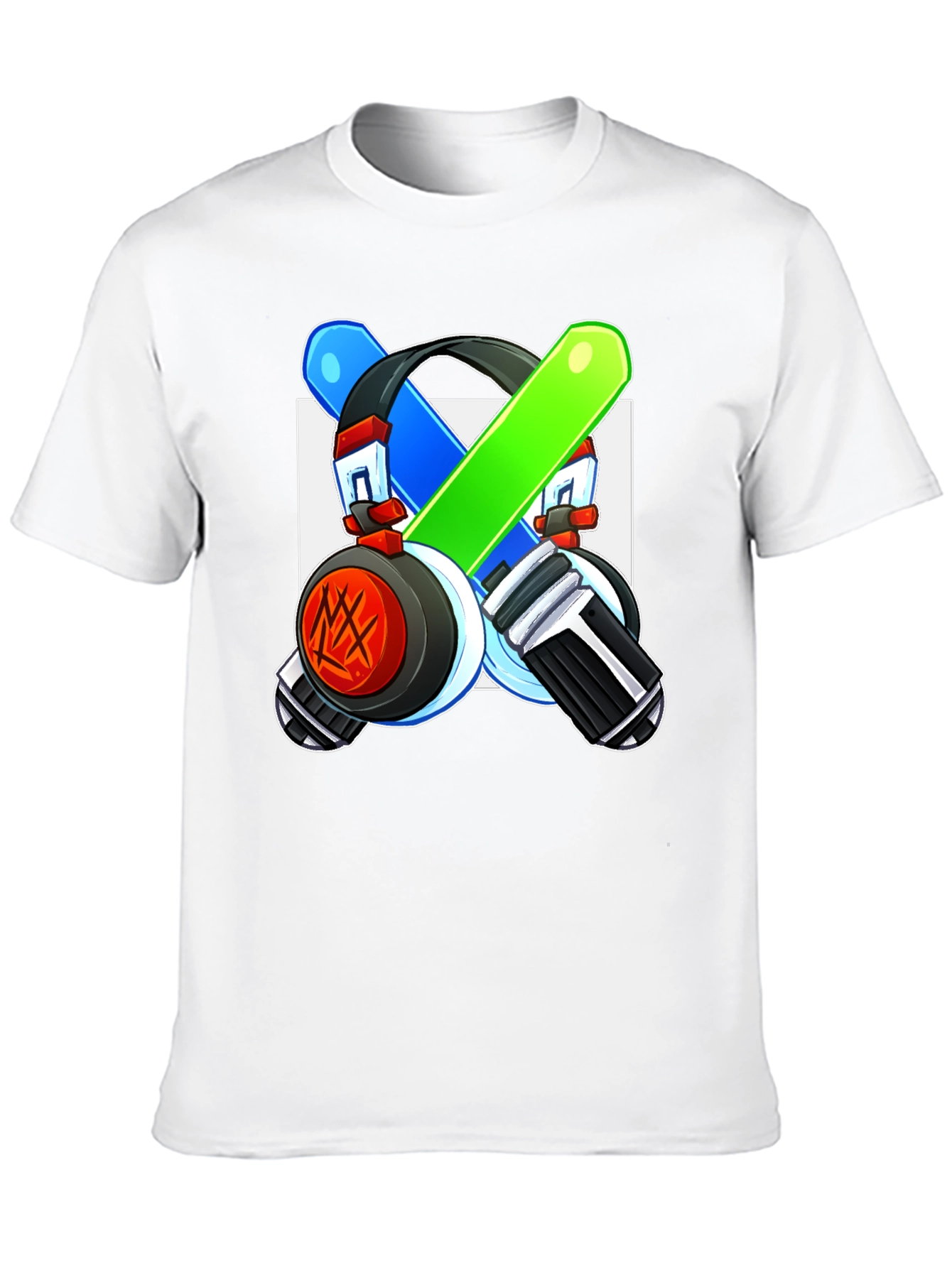 Cool Graphic Tee - Headphones & Light Saber Design