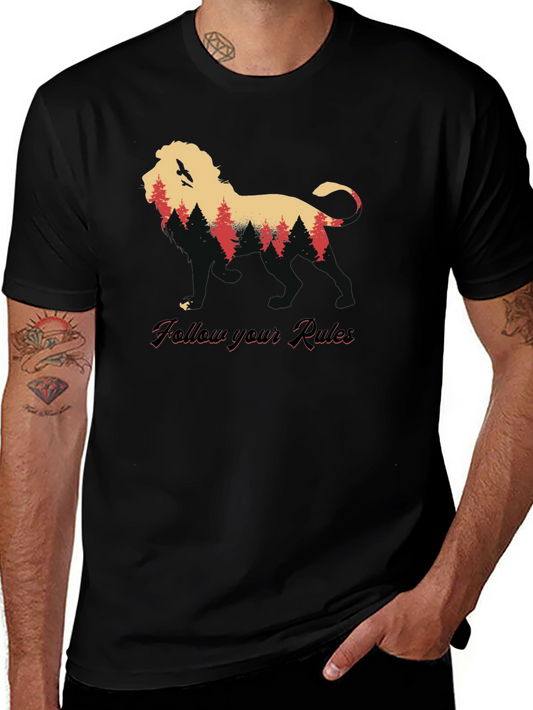 Lion Forest Silhouette T-Shirt - Follow Your Rules Tee