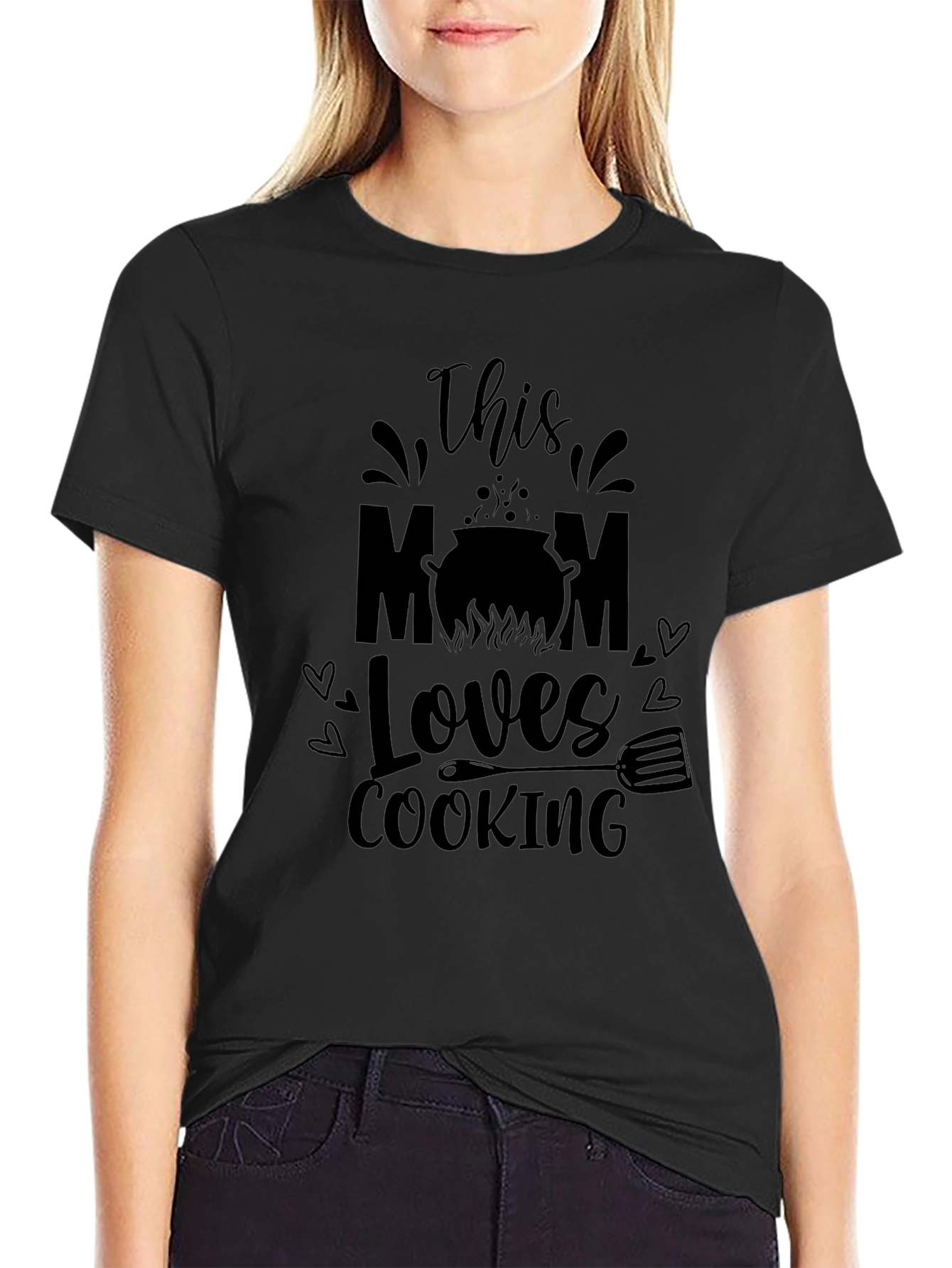 This Mom Loves Cooking - Black T-Shirt