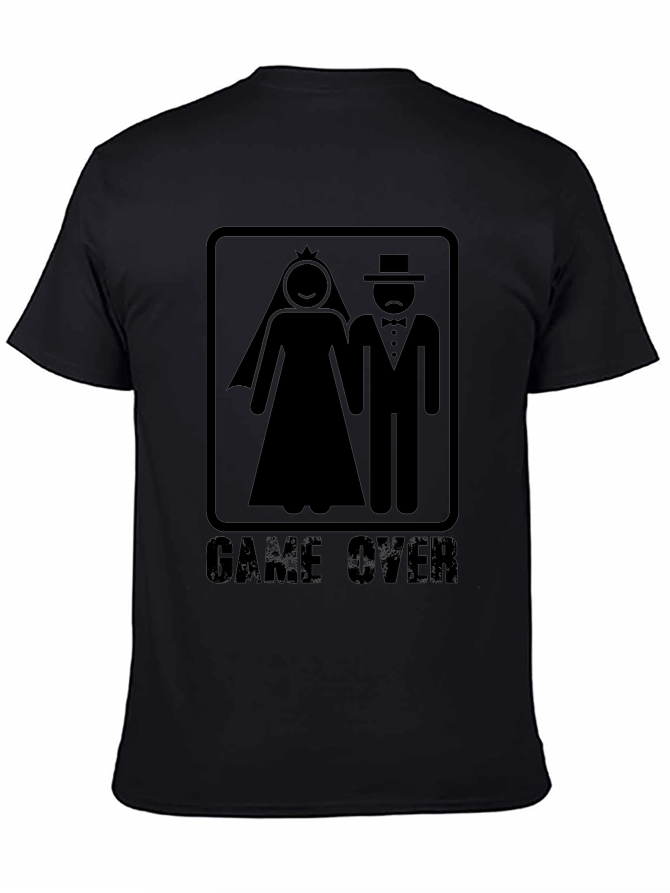 Game Over Wedding T-Shirt Groom Bride Black Graphic Tee