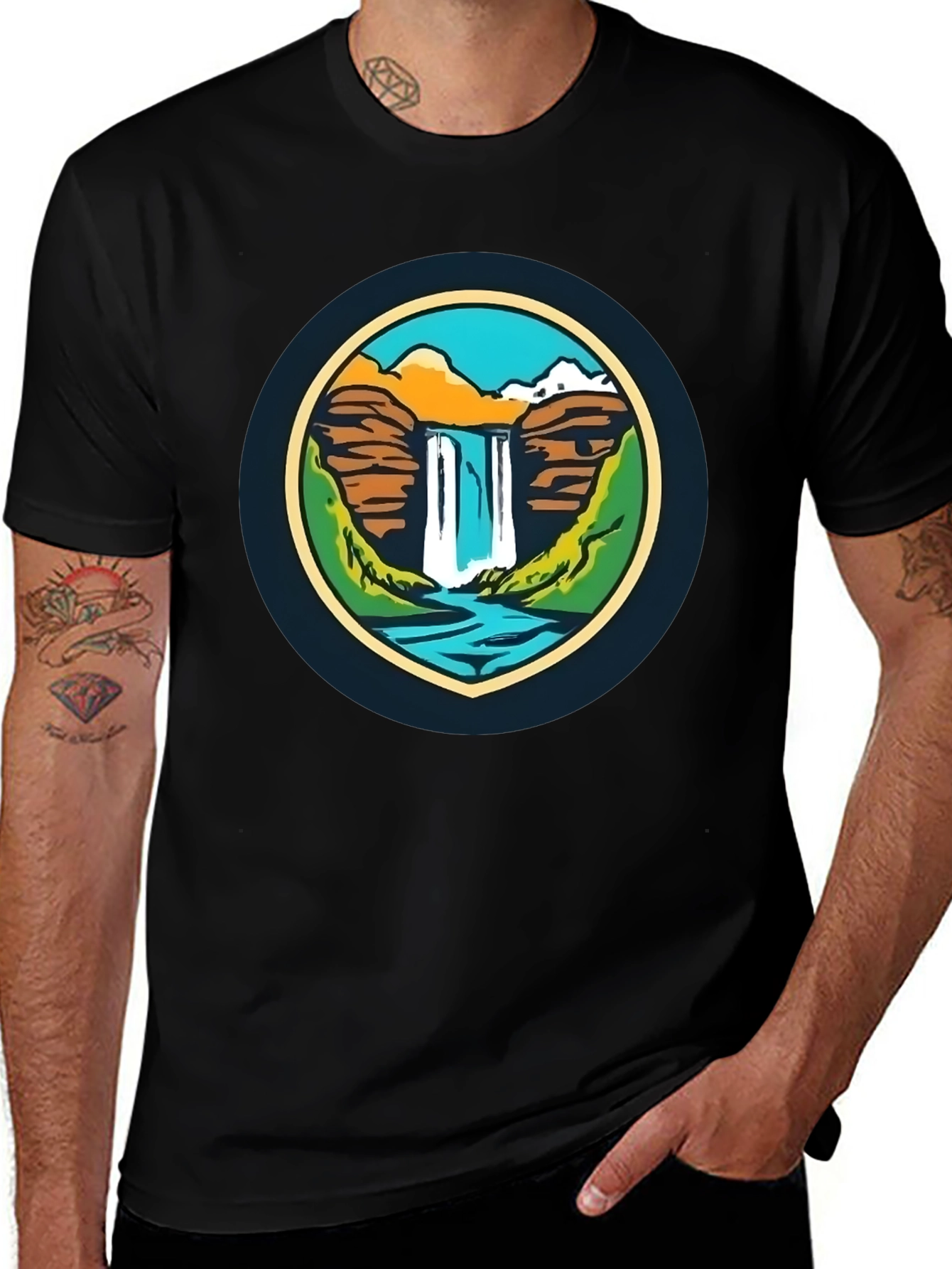 Nature Falls Graphic Tee - Soft Black T-Shirt