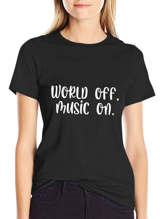 World Off Music On T-Shirt - Stylish Casual Wear