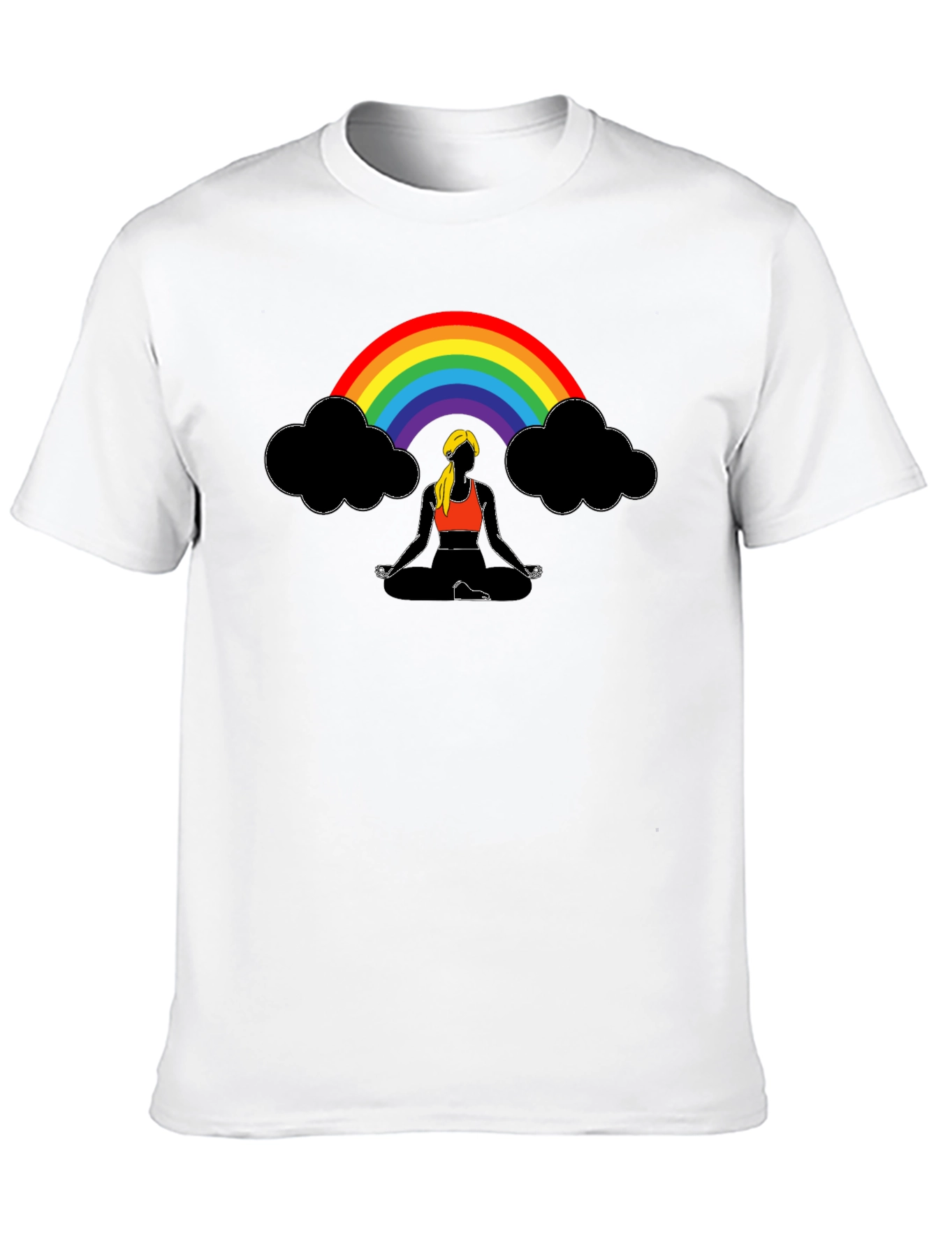 Rainbow Meditation T-Shirt - Black Cotton Tee