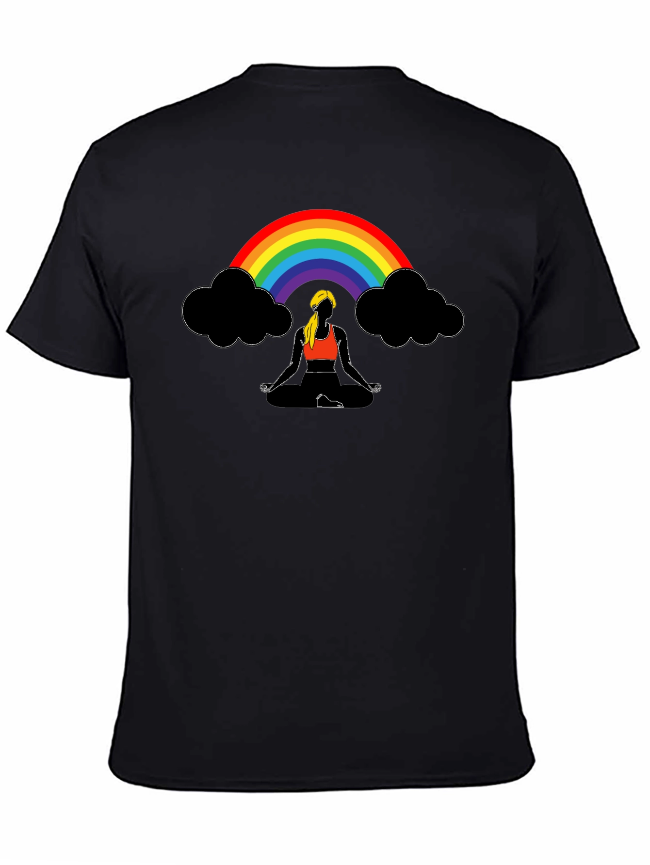 Rainbow Meditation T-Shirt - Black Cotton Tee