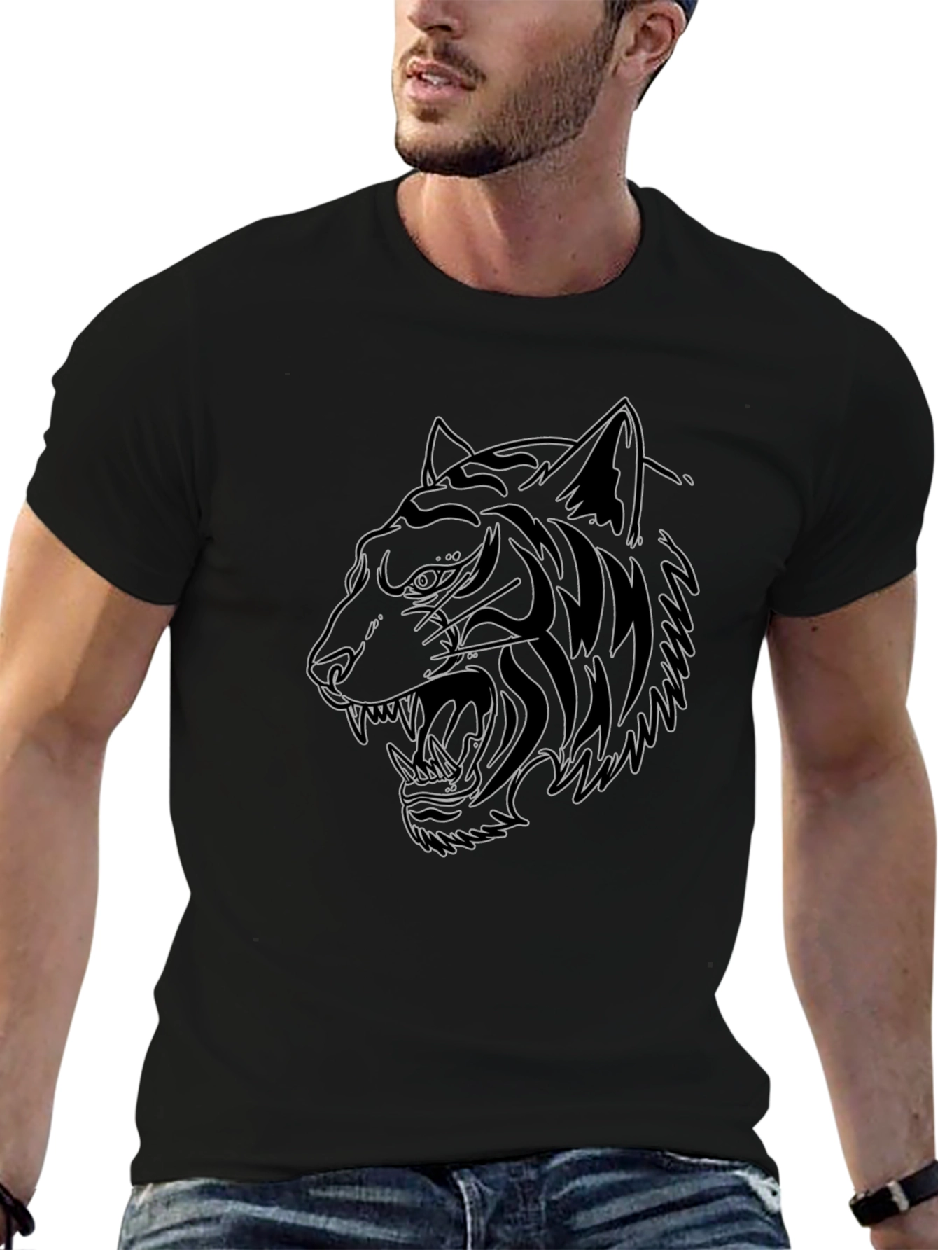 Black Tiger Graphic Tee - Stylish Mens T-Shirt