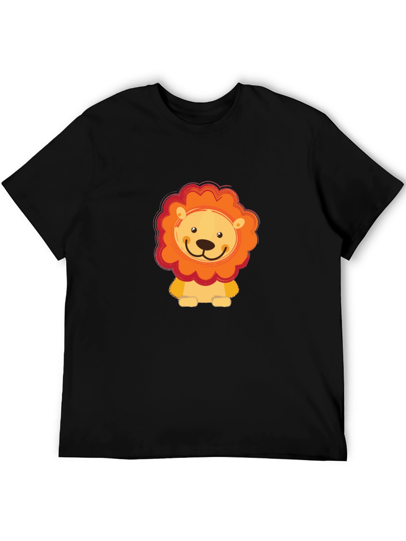 Cute Lion Graphic Black T-Shirt