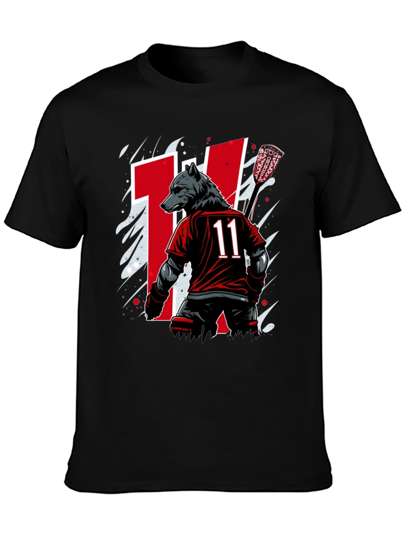 Bear Lacrosse Player Graphic Tee