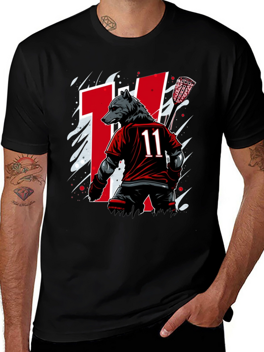 Bear Lacrosse Player Graphic Tee