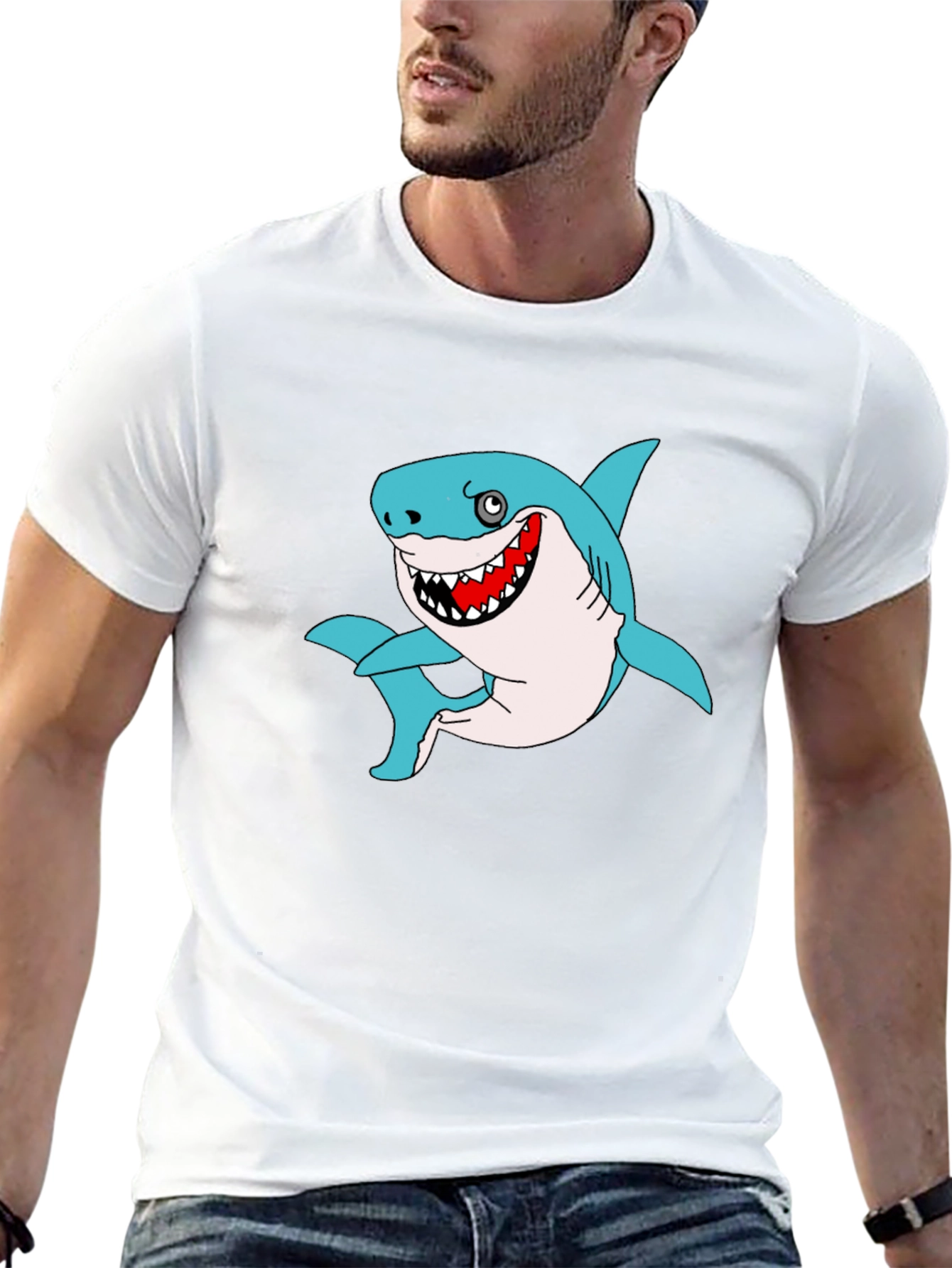 Funny Shark Graphic Black T-Shirt