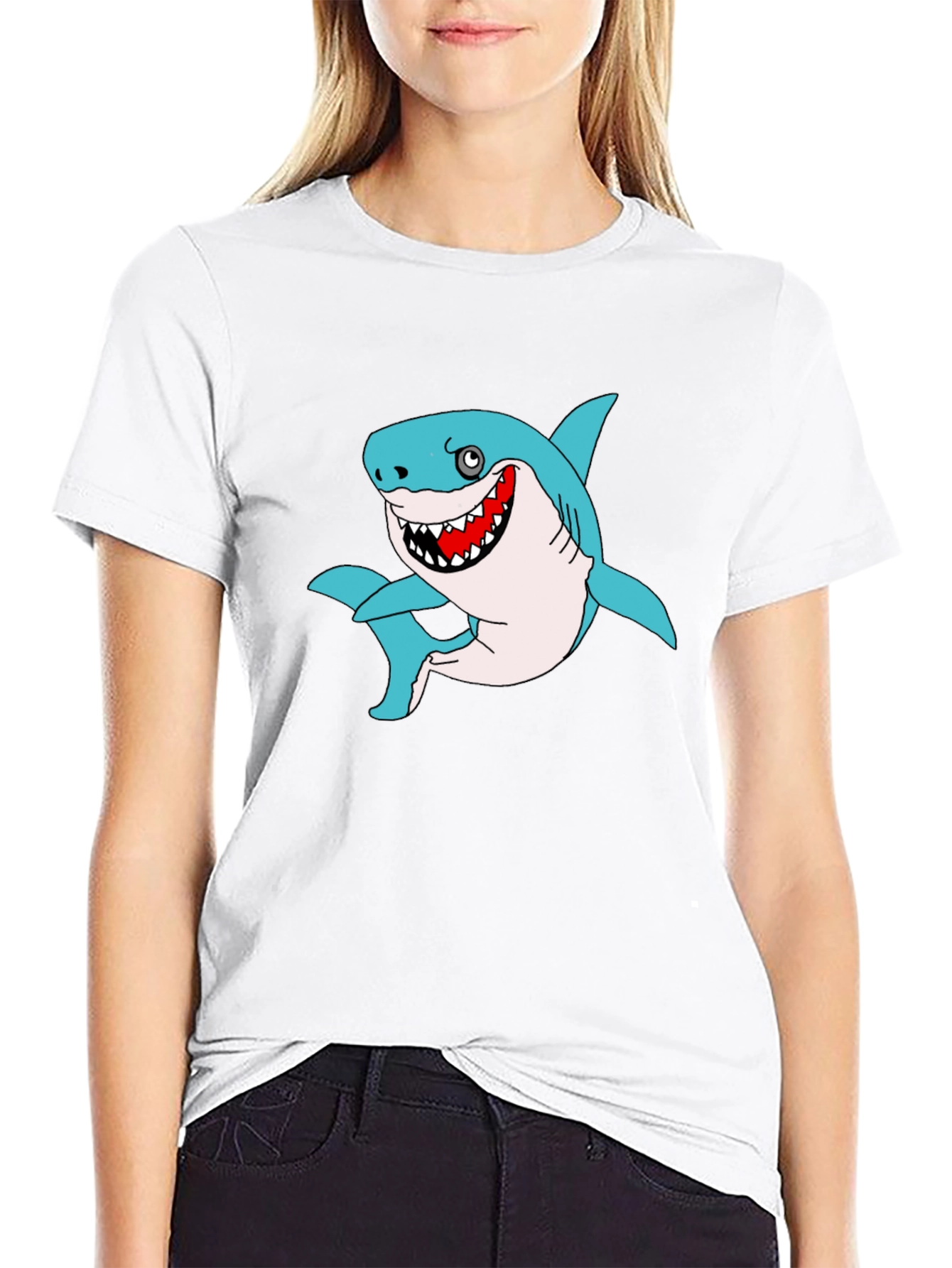 Funny Shark Graphic Black T-Shirt