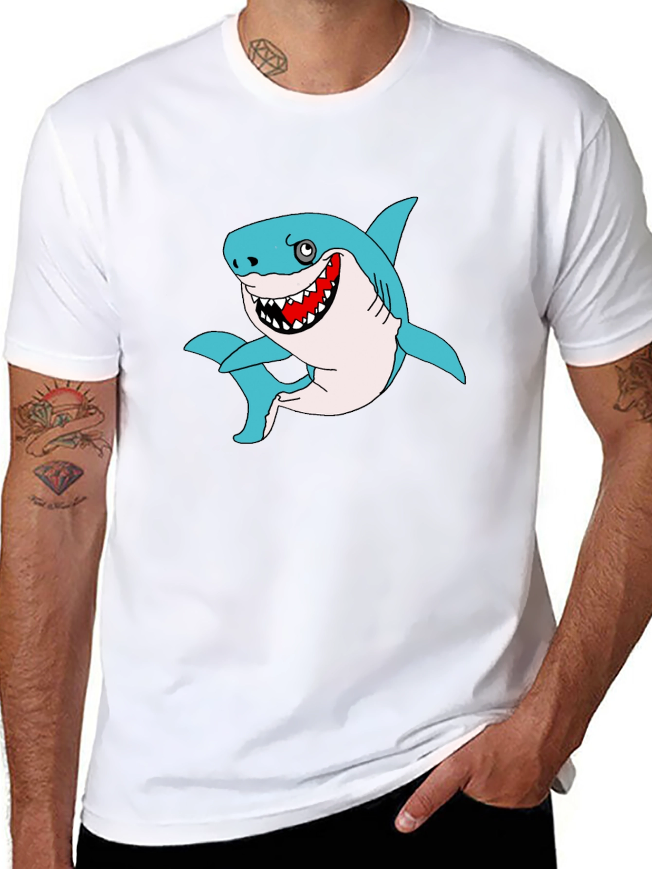 Funny Shark Graphic Black T-Shirt