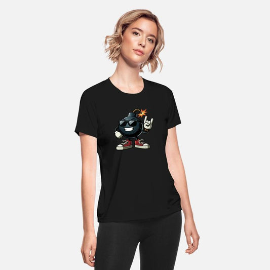 cool bomb, sunglasses, red sneakers, Rock Sign