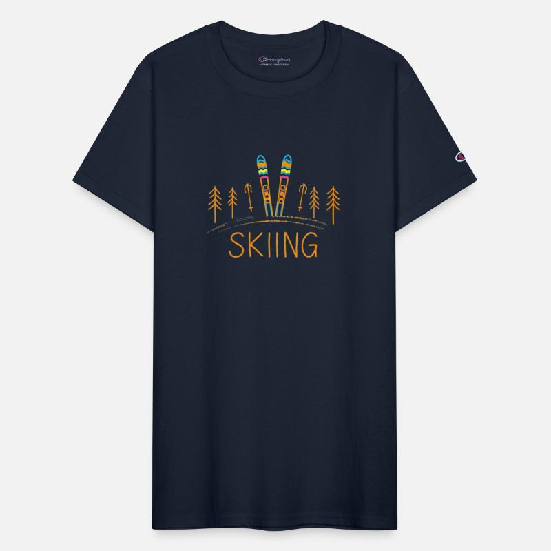 Crayon Illustration Of Vibrant Skis and poles