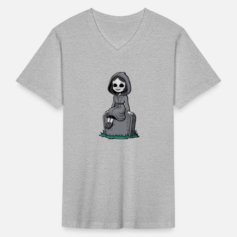 Creepy Girl On Blank Tombstone