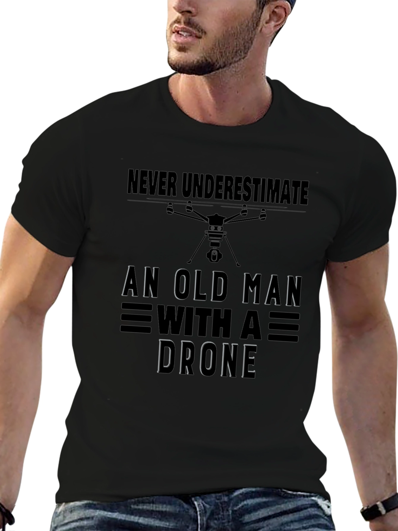 Old Man With A Drone T-Shirt