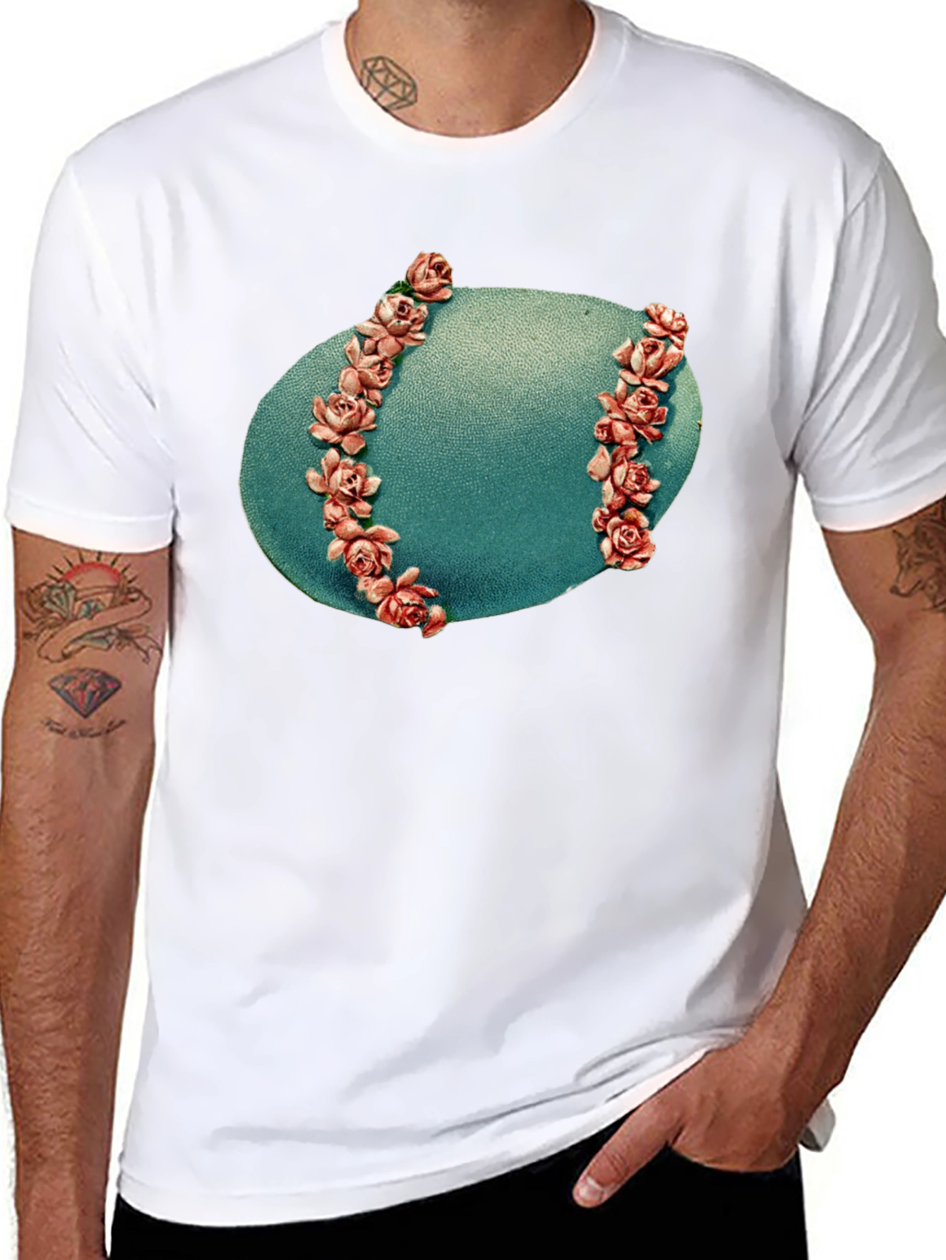 Floral Baseball Graphic Black T-Shirt