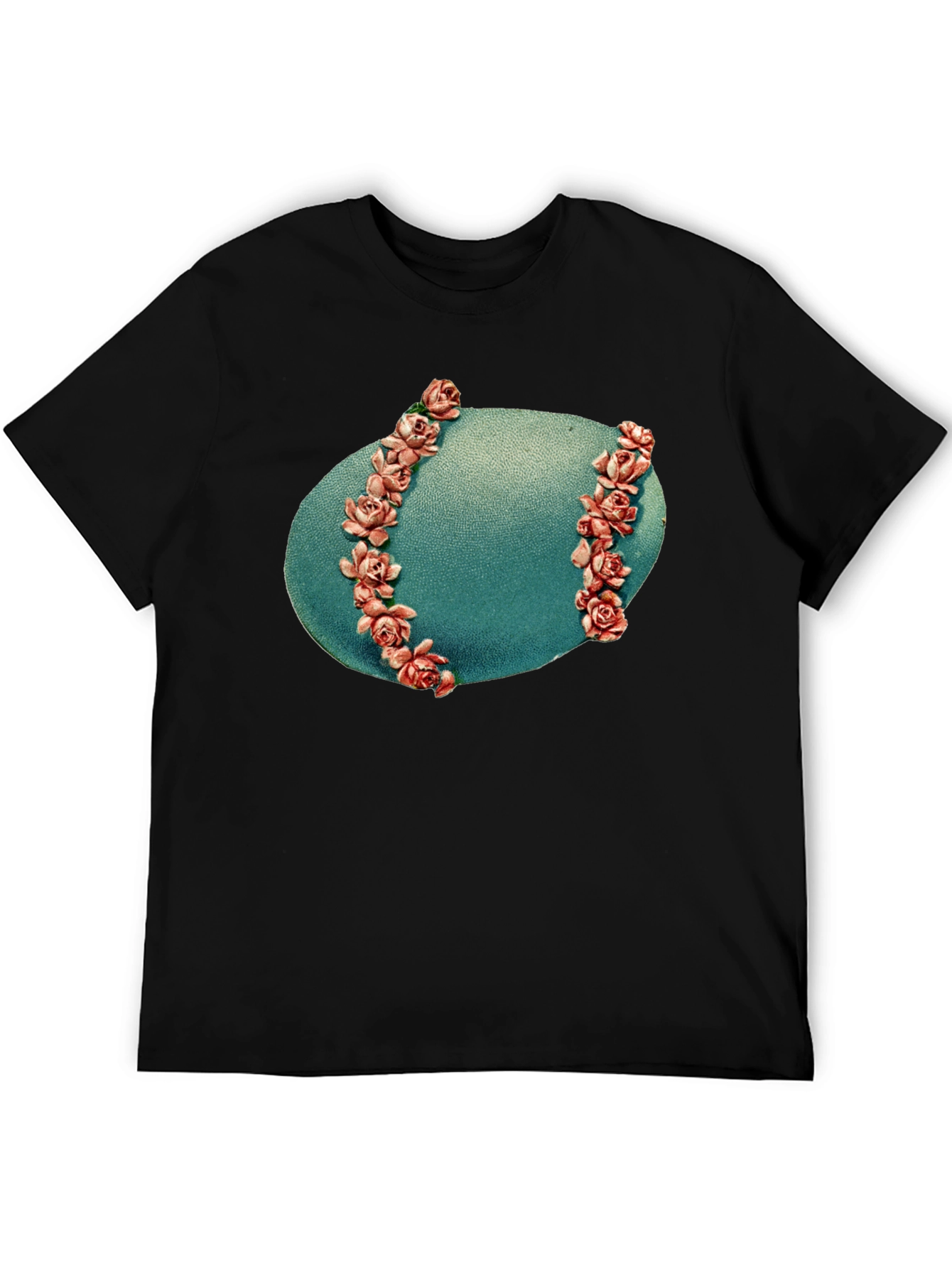 Floral Baseball Graphic Black T-Shirt