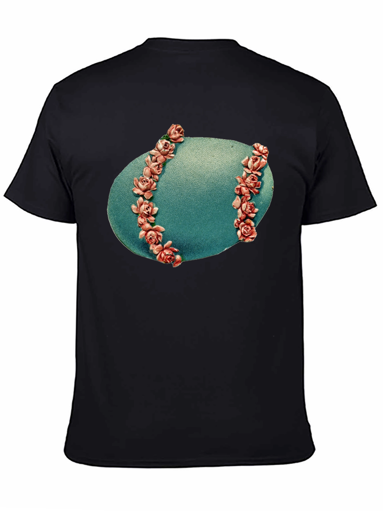 Floral Baseball Graphic Black T-Shirt