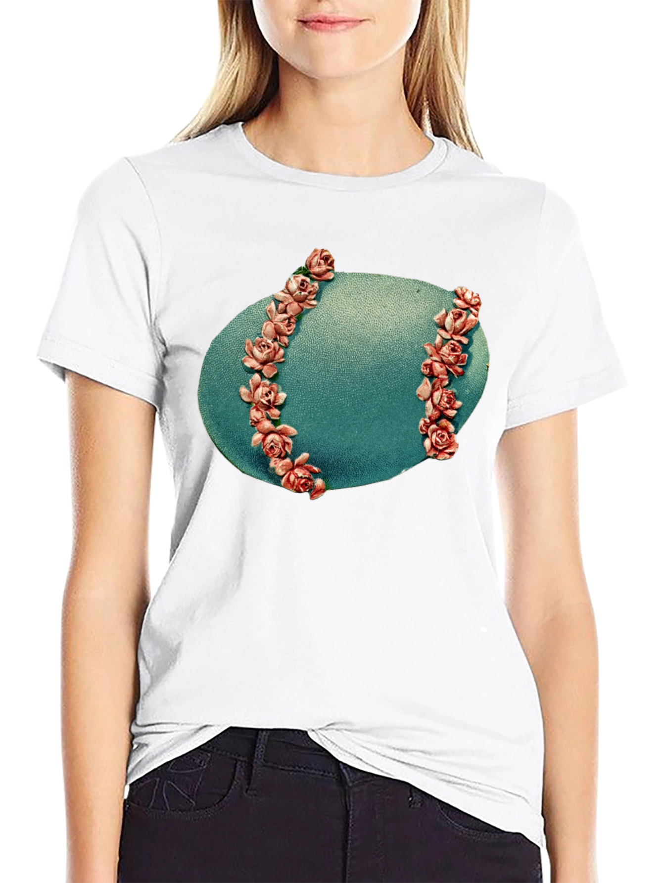 Floral Baseball Graphic Black T-Shirt