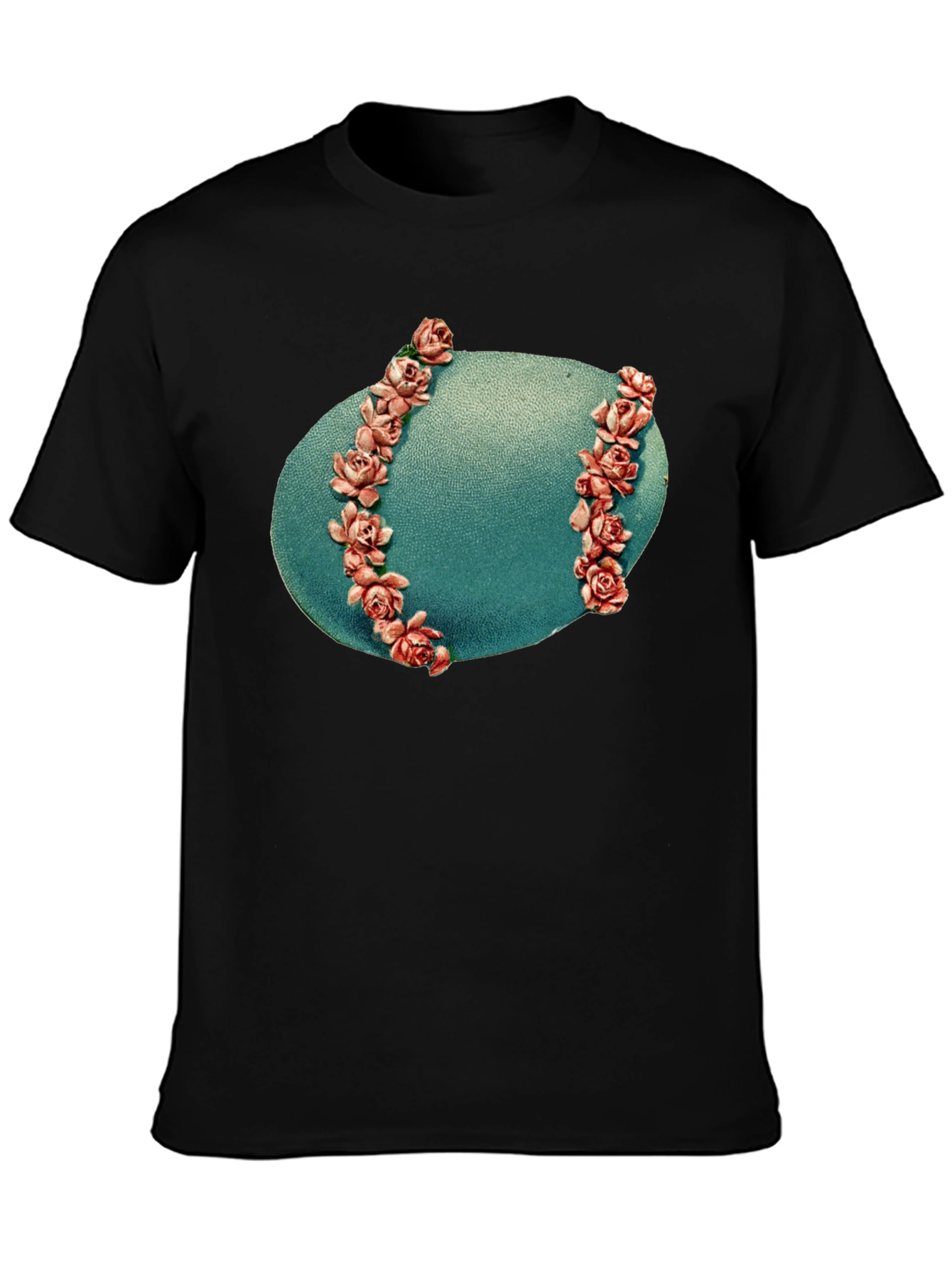 Floral Baseball Graphic Black T-Shirt