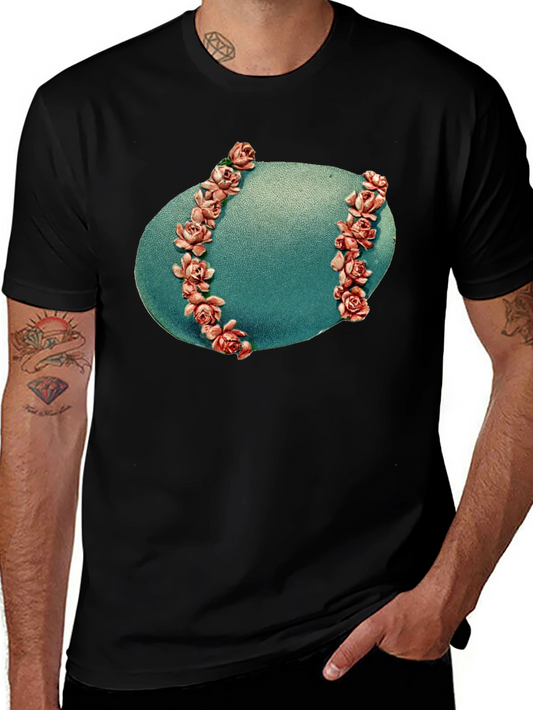 Floral Baseball Graphic Black T-Shirt