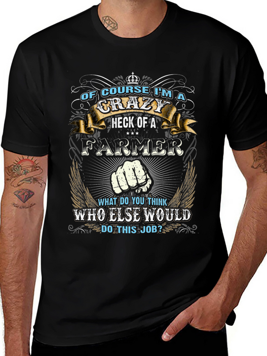 Crazy Farmer T-Shirt - Black Crew Neck Tee