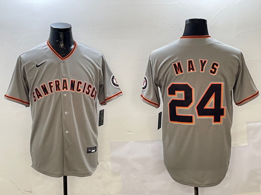 Men's San Francisco Giants Willie Mays #24 Gray Replica Player Jerseys
