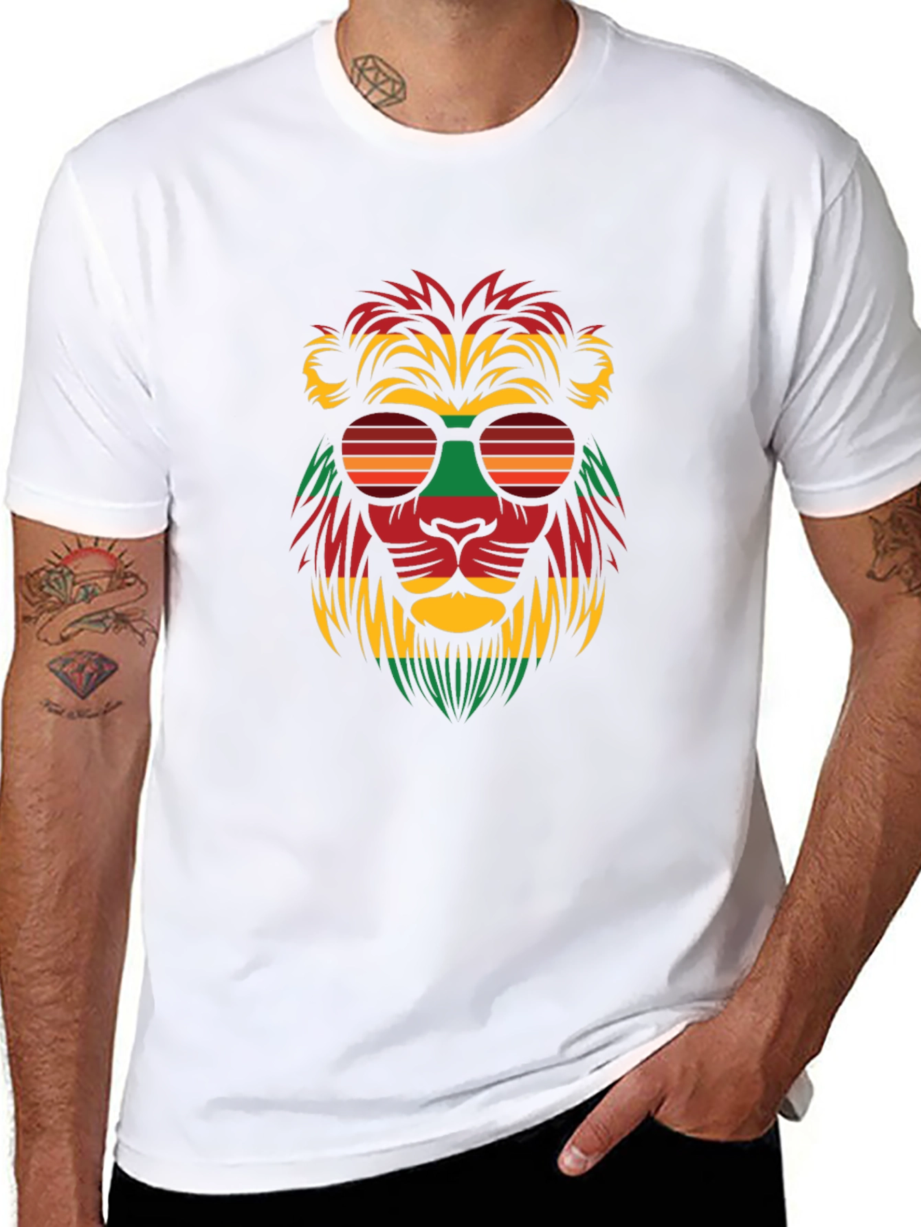 Cool Reggae Lion Graphic Tee - Black