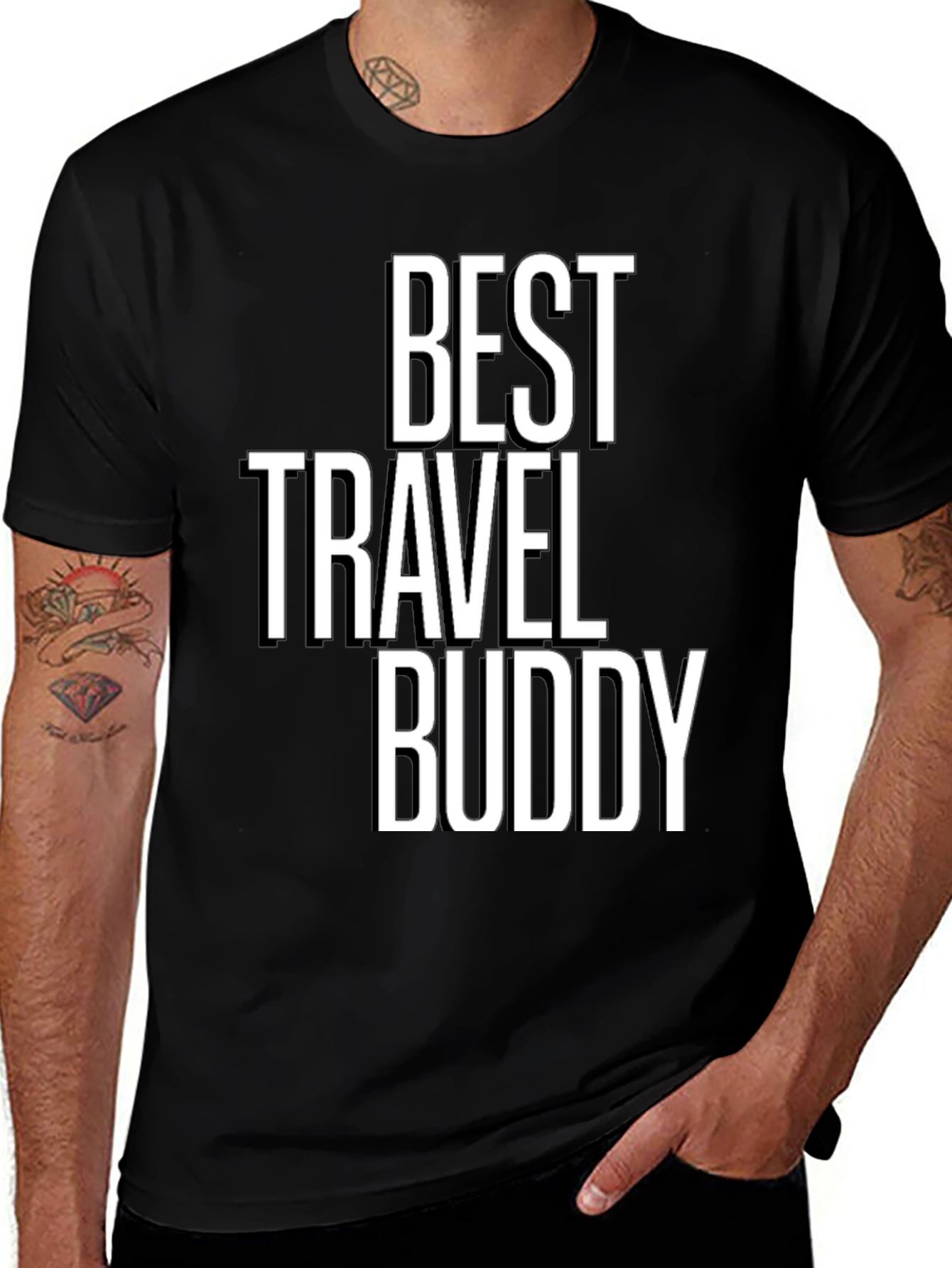 Best Travel Buddy Black Graphic T-Shirt