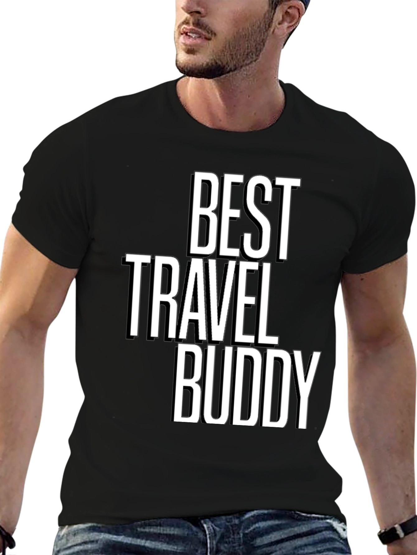 Best Travel Buddy Black Graphic T-Shirt