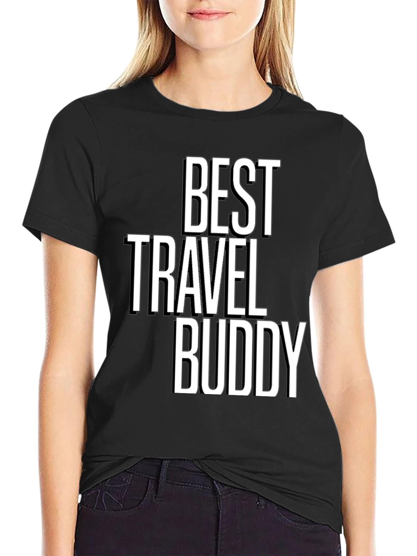 Best Travel Buddy Black Graphic T-Shirt