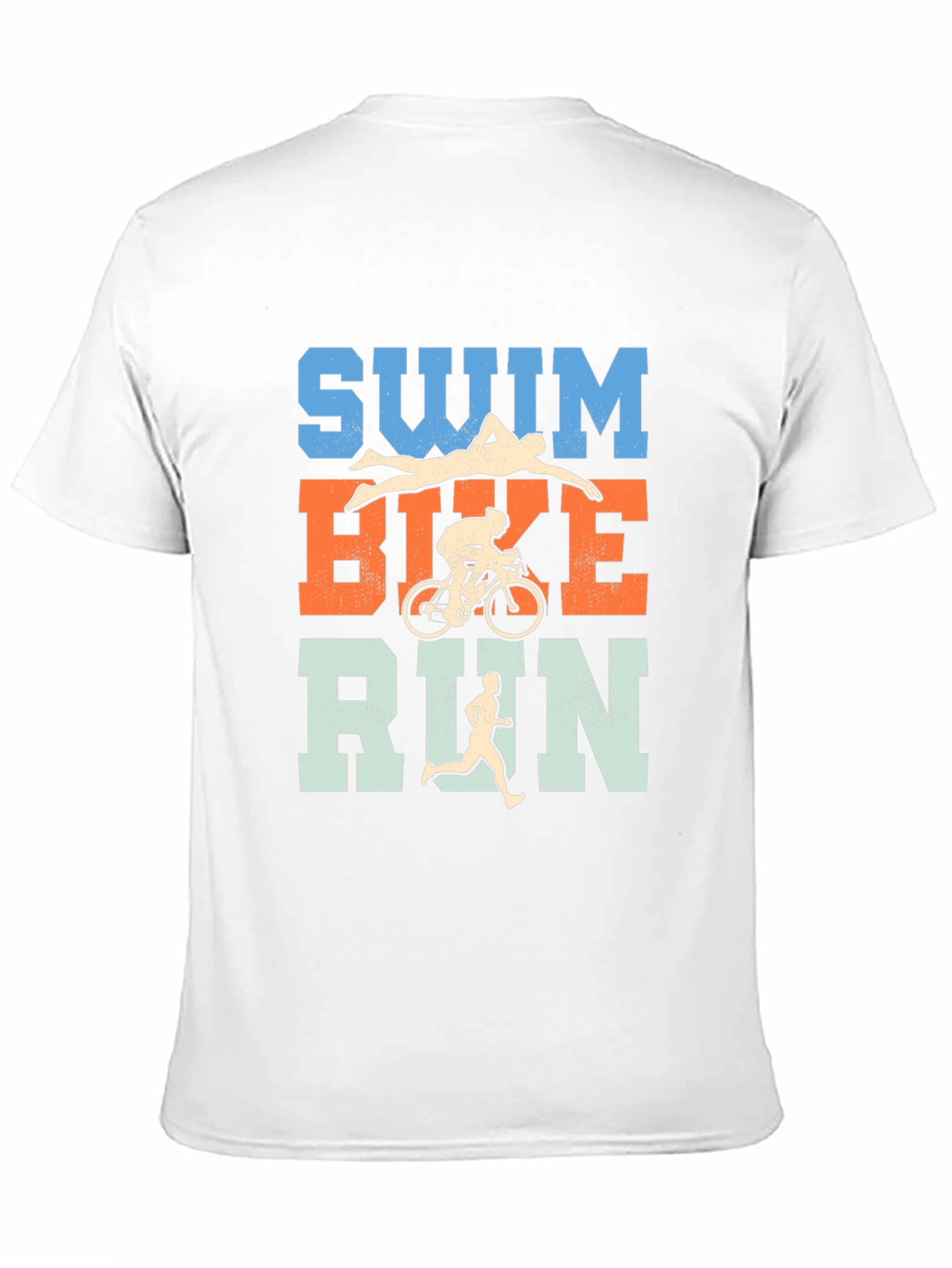 Triathlon Swim Bike Run T-Shirt - Black Cotton Tee