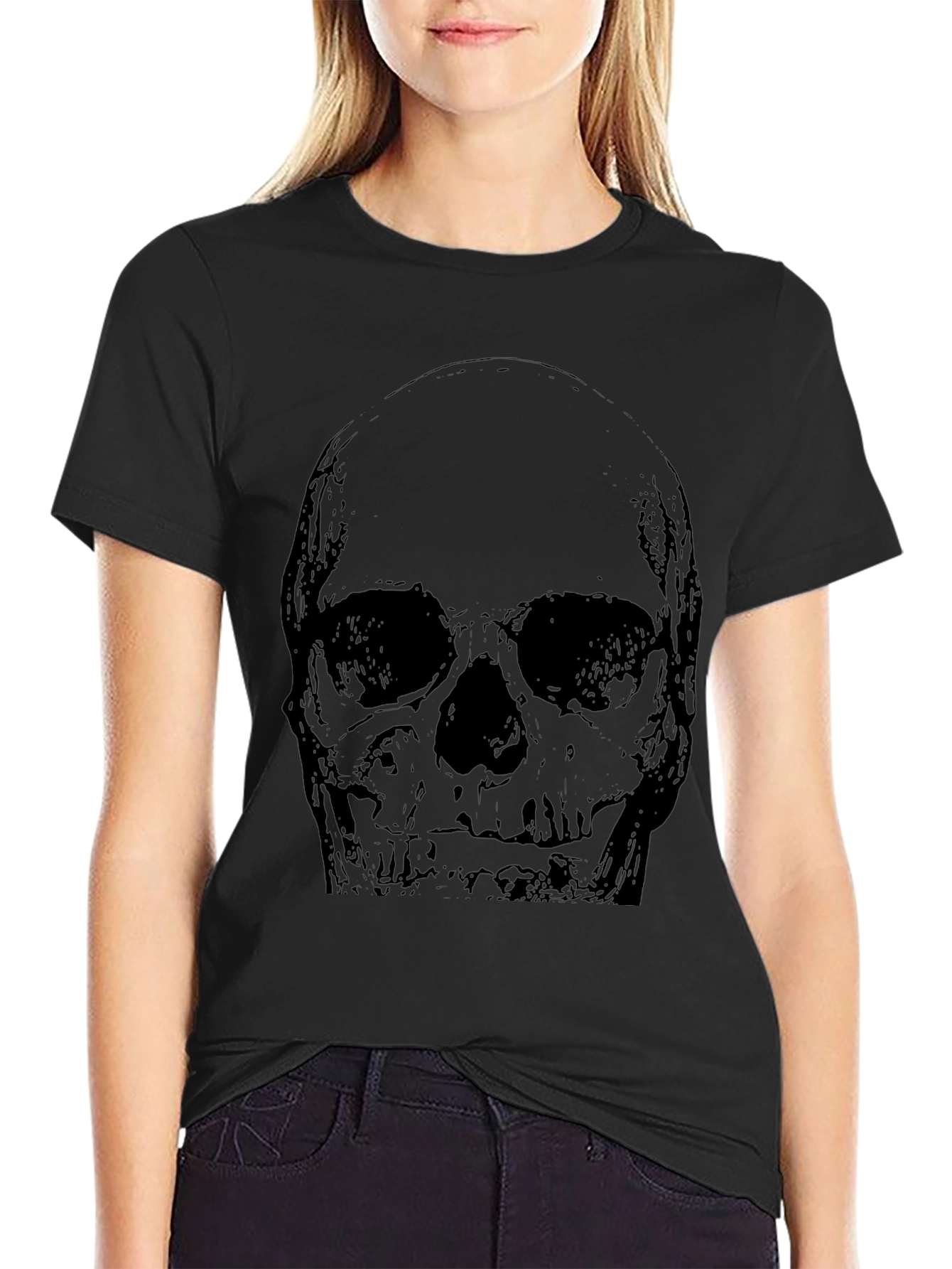 Skull Graphic Print Black T-Shirt