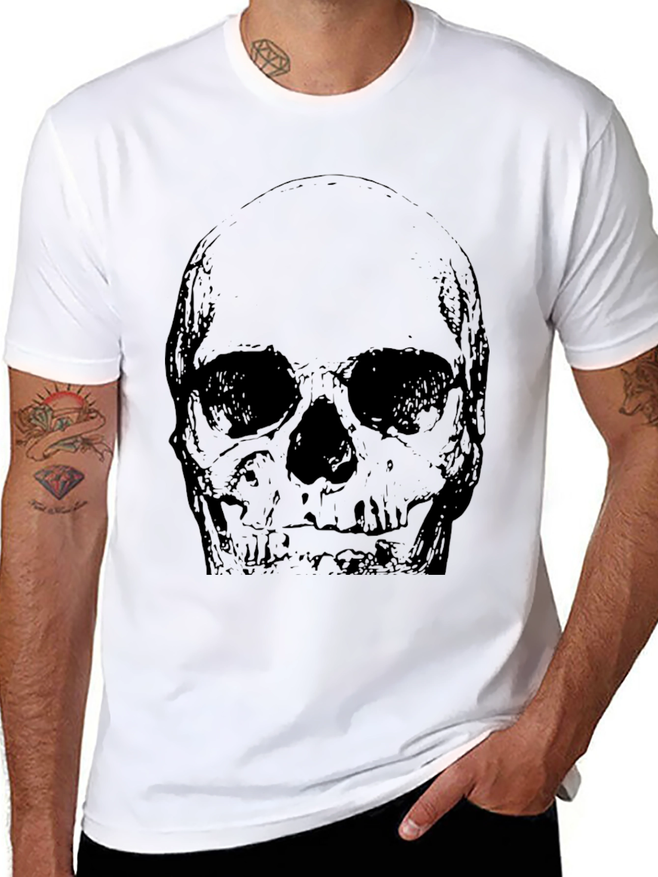 Skull Graphic Print Black T-Shirt