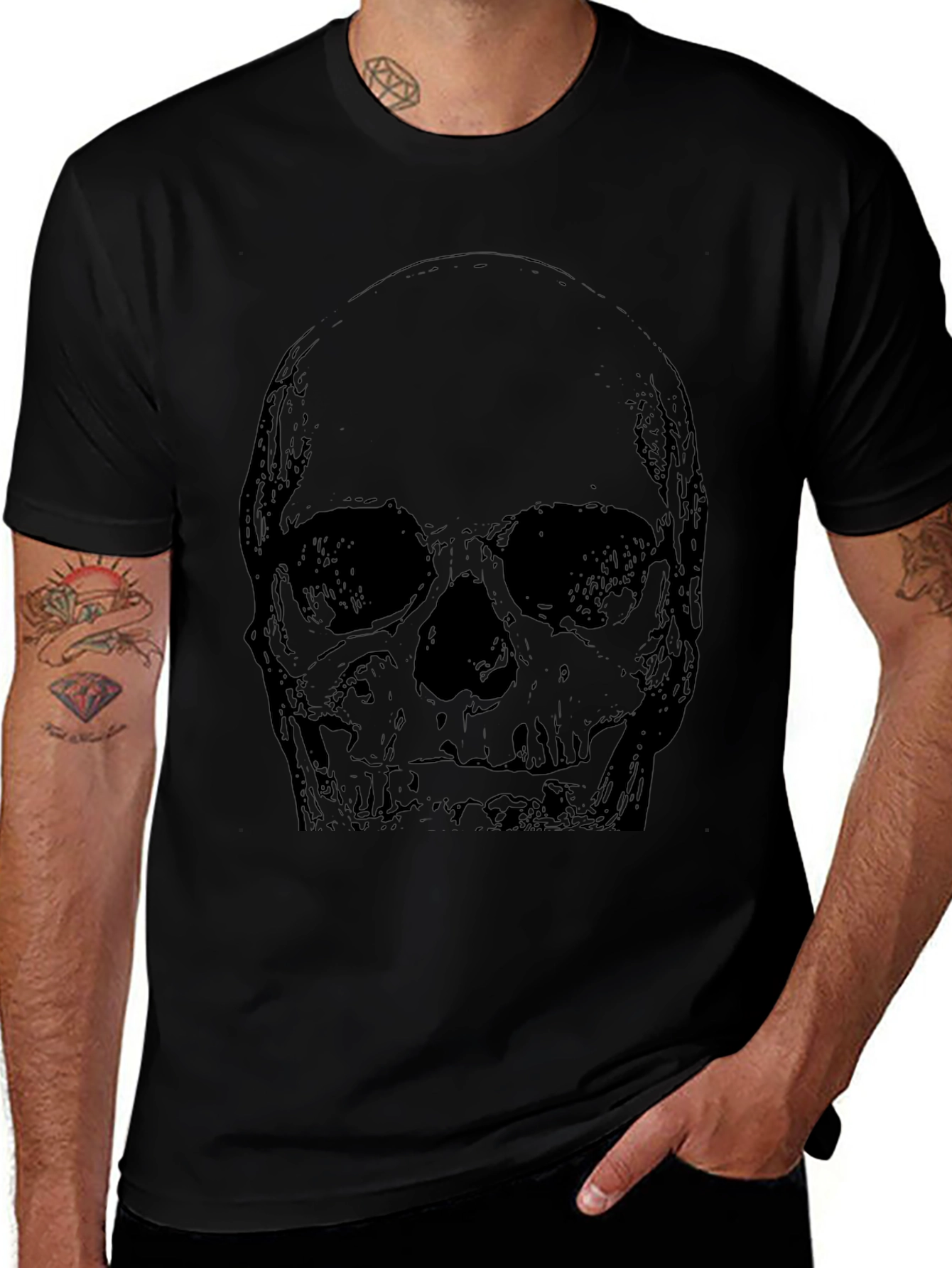 Skull Graphic Print Black T-Shirt