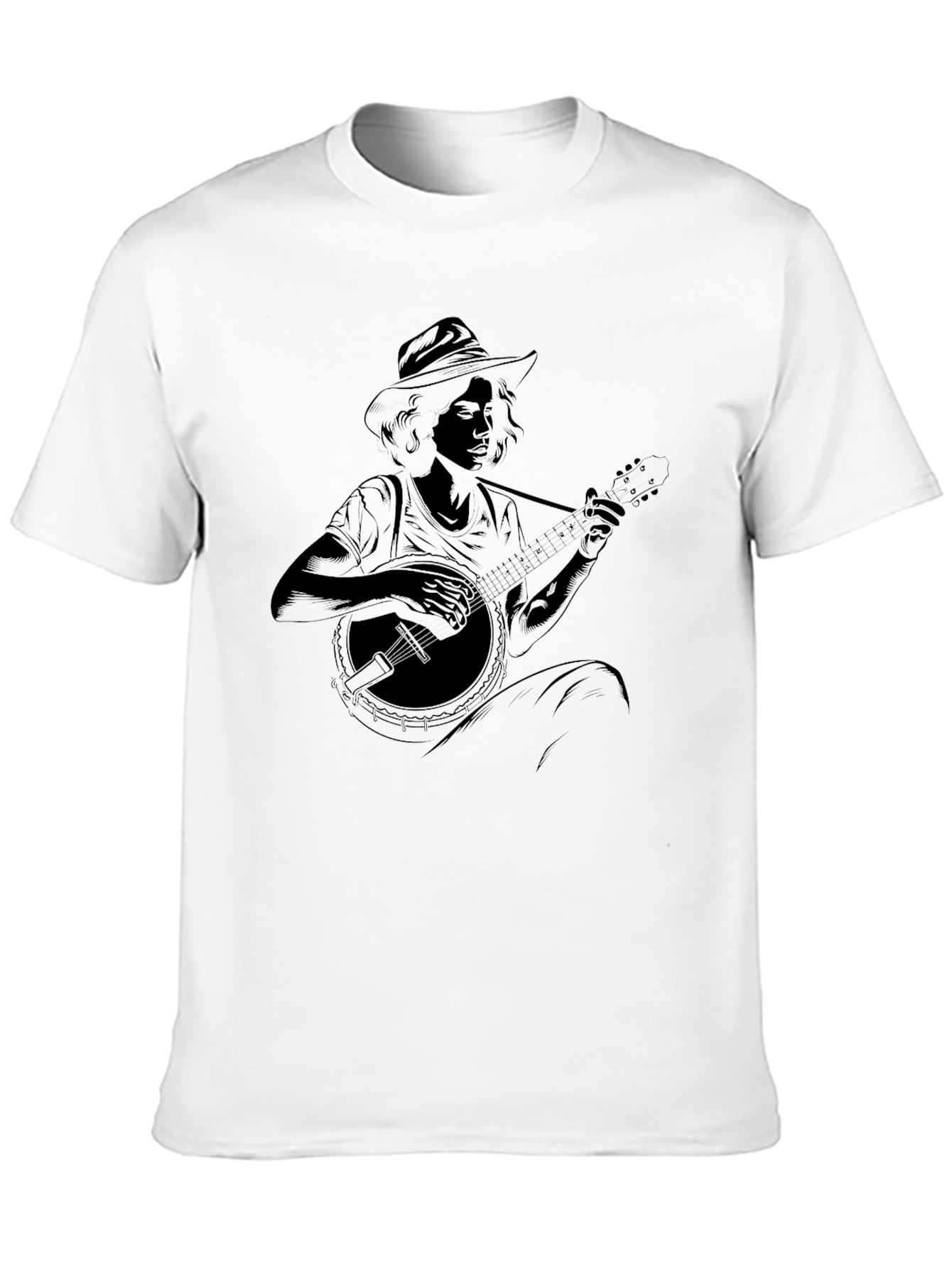 Banjo Player Graphic Black Tee - Unisex